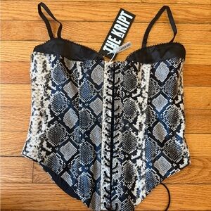 The Kript Women's Snakeskin Corset Top - Black and Gray